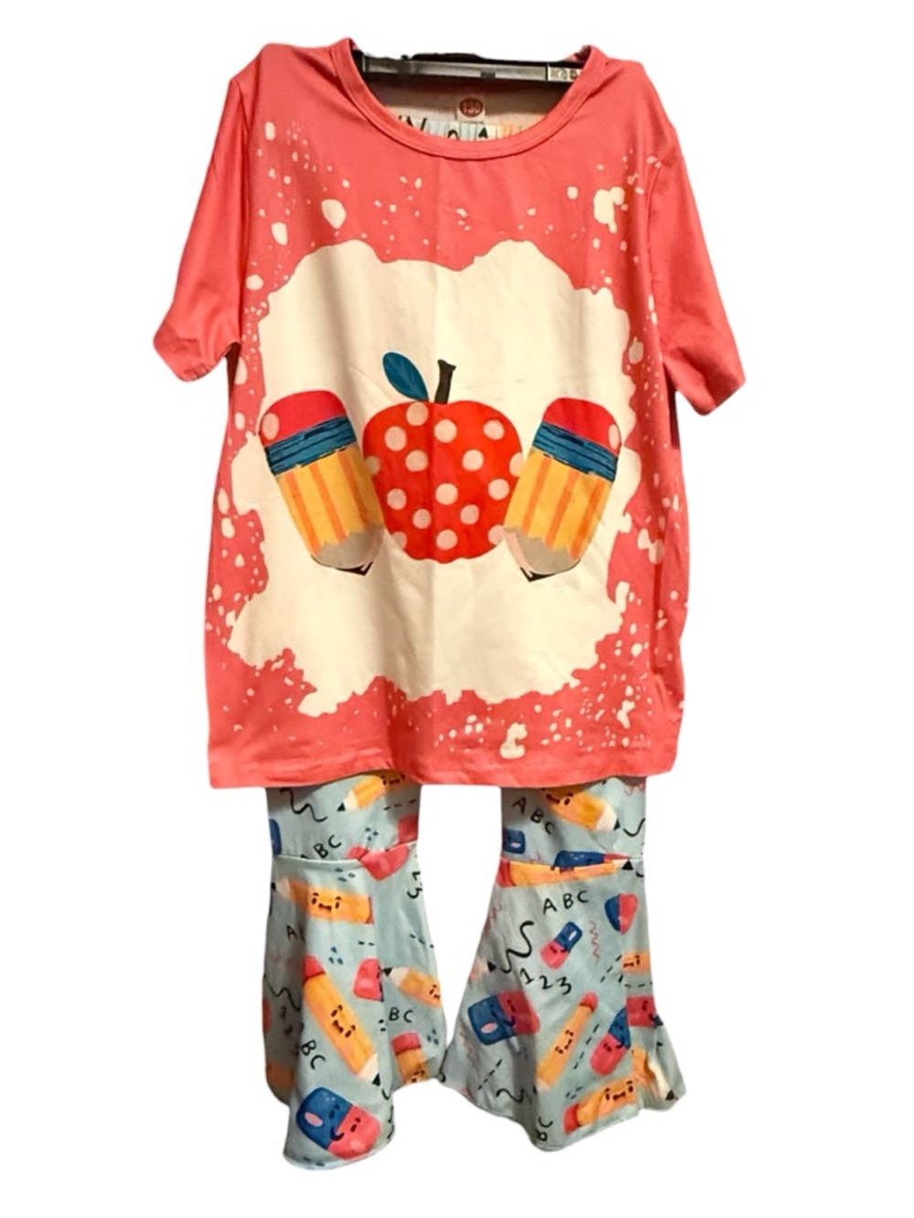 Girls boutique School themed outfit with bell bottoms. Size 7/8